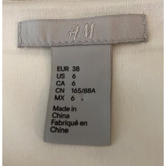 H&M Black & White A-Line Dress Short Sleeves V-Neck Size 6 - Picture 5 of 12